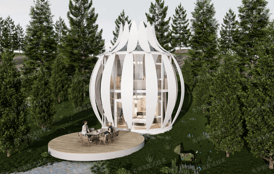 Lotus-Shaped Two-Tier House