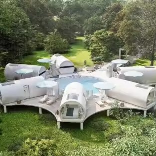 Modern Multifunctional Round Prefabricated Container House Semi-circular with Tempered Glass for Space Capsule Prefab Houses - Image 9