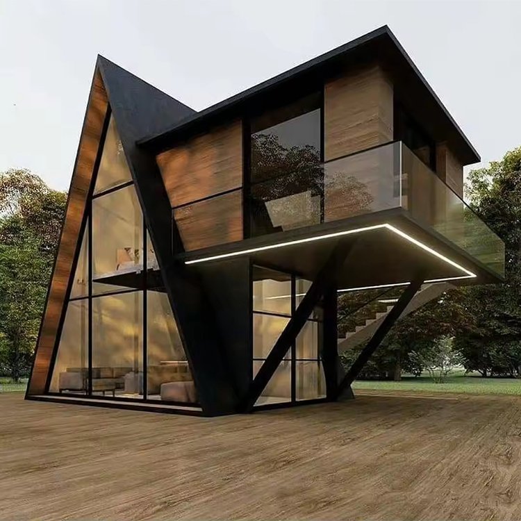 A-Frame Two-storey with Balcony Triangular Prefabricated House Luxury Villa Double Layer with Terraces for Prefab Triangle House - Image 2