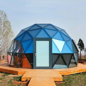 Customized Triangular Shaped Tempered Reflective Mirror Glass Dome Tent House Luxury Outdoor Glamping Tent for Trade Show Tents
