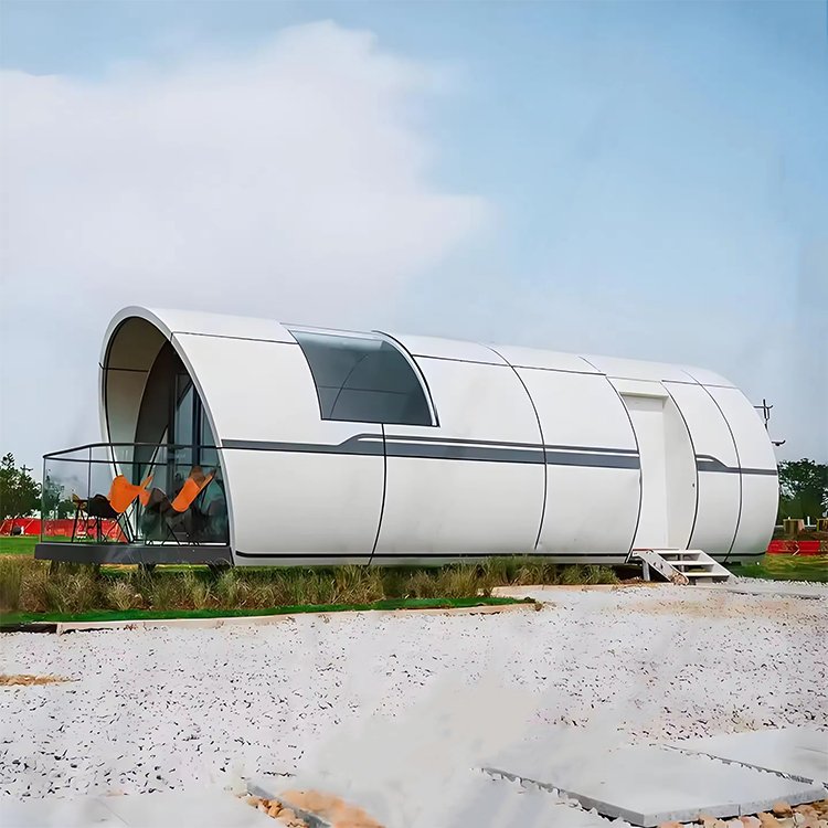 Modern Multifunctional Round Prefabricated Container House Semi-circular with Tempered Glass for Space Capsule Prefab Houses - Image 2