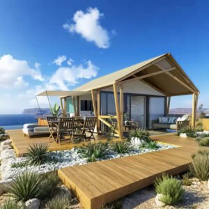 Luxury Light C-class Waterproof Wooden Tent Camping Comfortable Family Resort Hotel Glamping for Safari Camping Tents