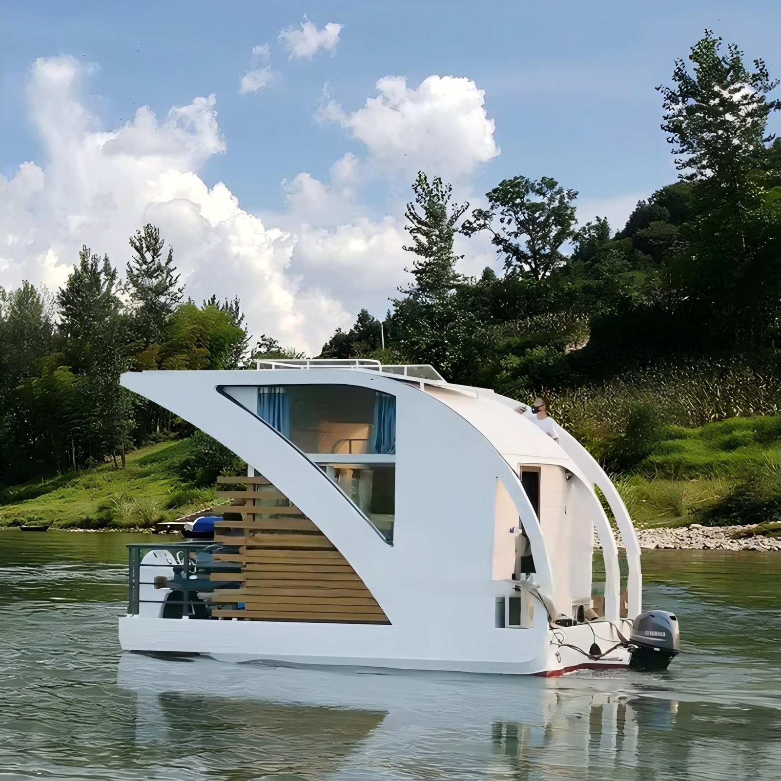 Customized 2025 Luxury Prefab Modern Mobile Modular Home Small Floating Homes Tiny House Boat Floating Hotel Pontoon Houseboat - Image 5