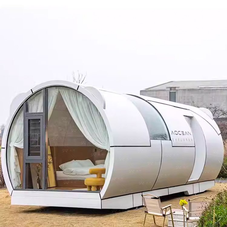 Modern Multifunctional Round Prefabricated Container House Semi-circular with Tempered Glass for Space Capsule Prefab Houses - Image 7