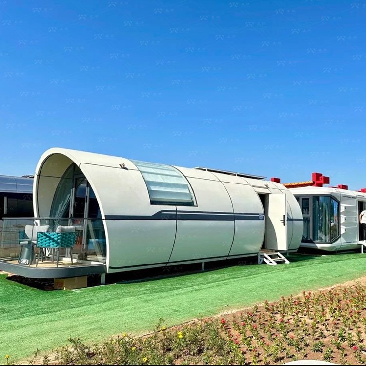 Modern Multifunctional Round Prefabricated Container House Semi-circular with Tempered Glass for Space Capsule Prefab Houses - Image 5
