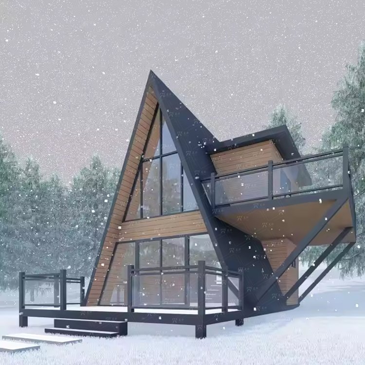 A-Frame Two-storey with Balcony Triangular Prefabricated House Luxury Villa Double Layer with Terraces for Prefab Triangle House - Image 6