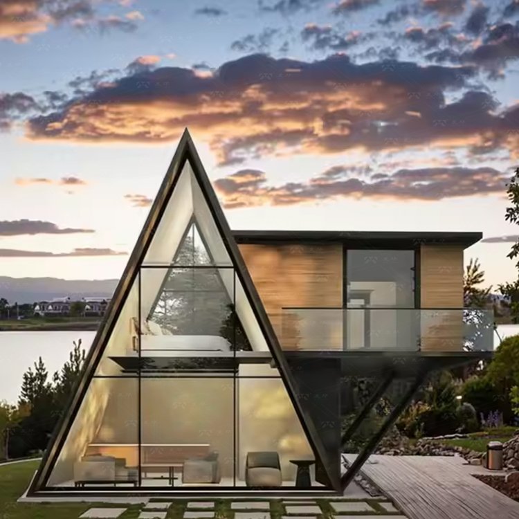 A-Frame Two-storey with Balcony Triangular Prefabricated House Luxury Villa Double Layer with Terraces for Prefab Triangle House - Image 3