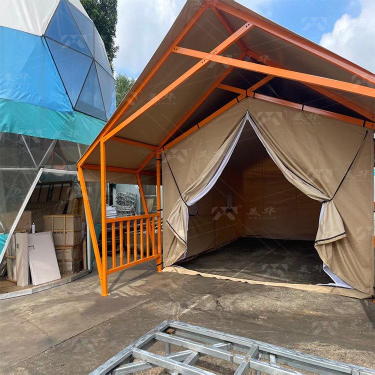 Custom A-Shaped Glamping Tent with Waterproof PVDF and Steel Structure Frame Hotel for Safari Camping Tents - Image 8