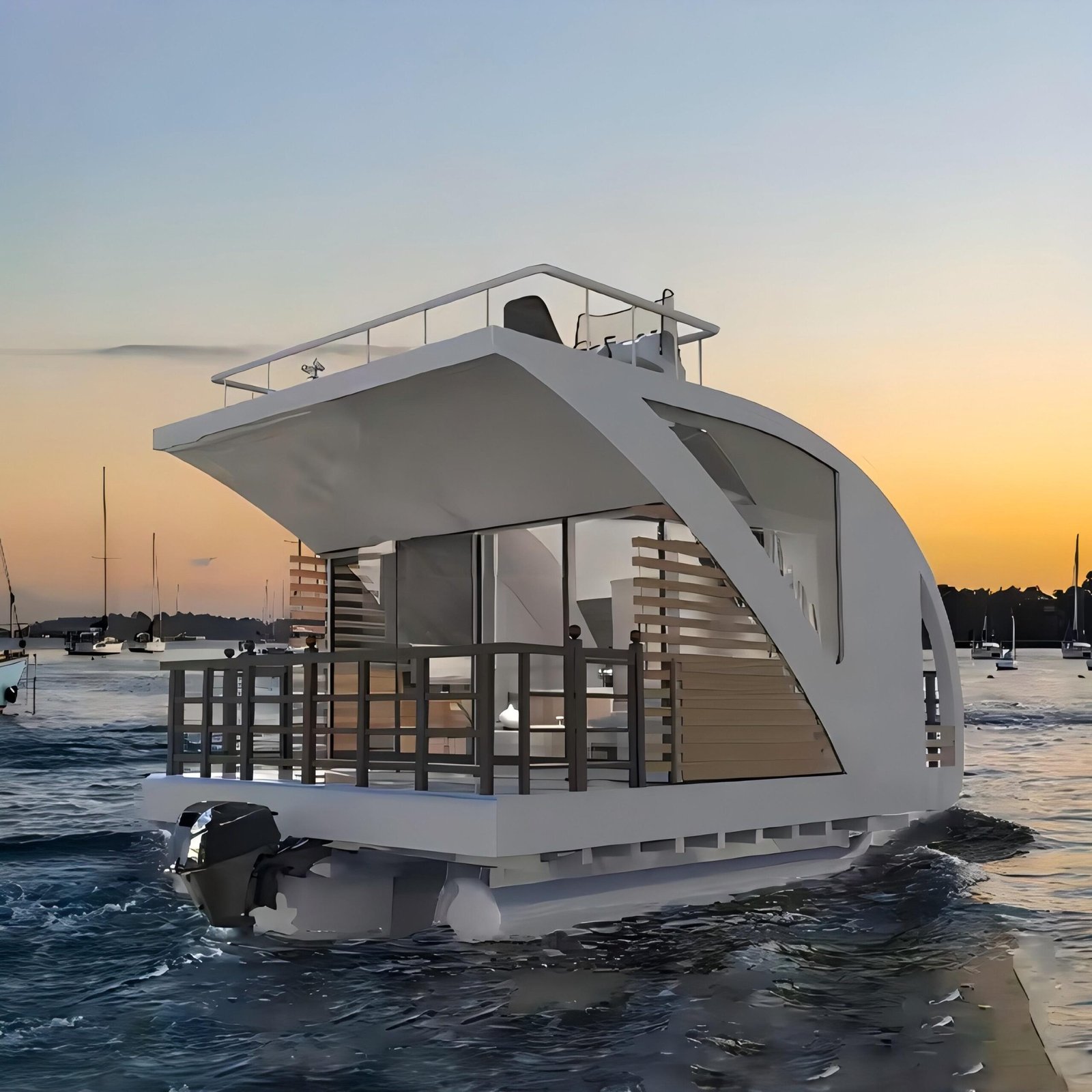 Customized 2025 Luxury Prefab Modern Mobile Modular Home Small Floating Homes Tiny House Boat Floating Hotel Pontoon Houseboat - Image 7