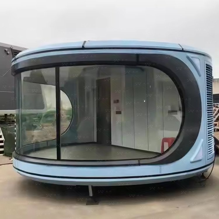 Multifunctional Modern Circular Space Capsule Prefabricated Container House Round-shaped for Hotels Space Capsule Prefab Houses