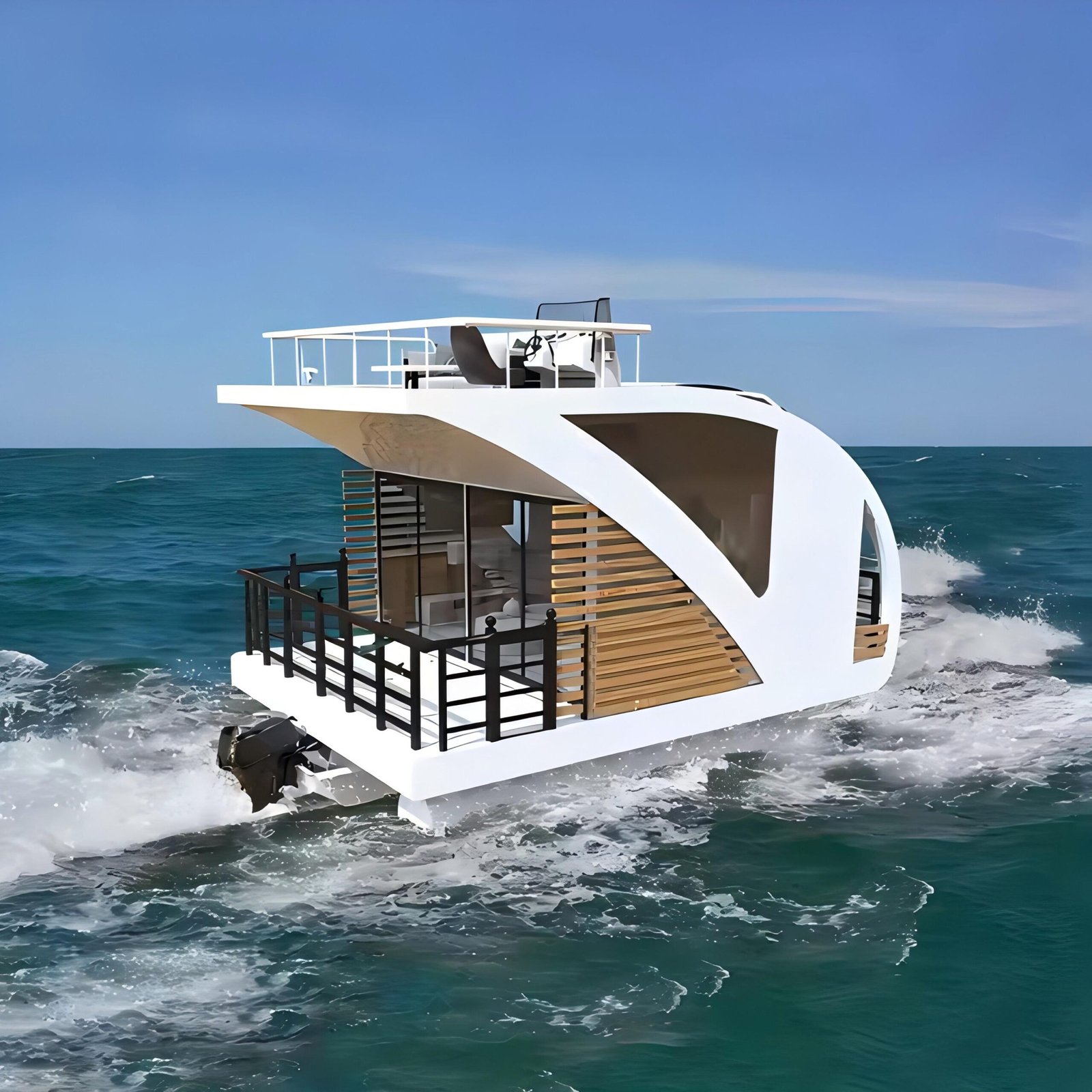 Customized 2025 Luxury Prefab Modern Mobile Modular Home Small Floating Homes Tiny House Boat Floating Hotel Pontoon Houseboat - Image 8