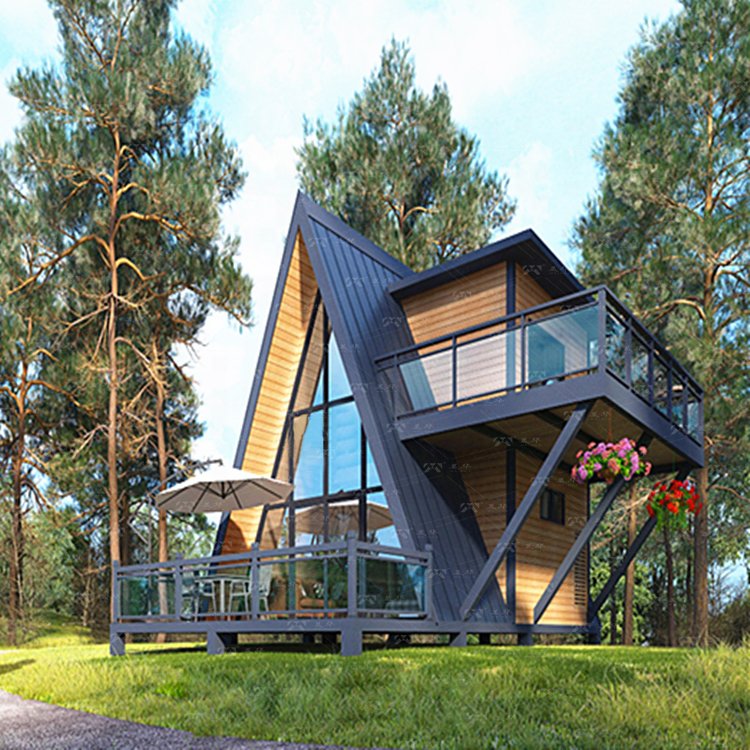 A-Frame Two-storey with Balcony Triangular Prefabricated House Luxury Villa Double Layer with Terraces for Prefab Triangle House - Image 8