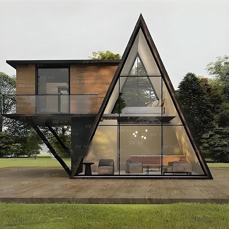 A-Frame Two-storey with Balcony Triangular Prefabricated House Luxury Villa Double Layer with Terraces for Prefab Triangle House - Image 4
