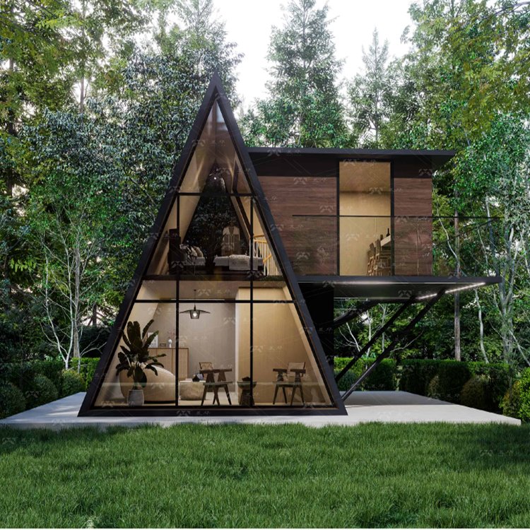 A-Frame Two-storey with Balcony Triangular Prefabricated House Luxury Villa Double Layer with Terraces for Prefab Triangle House - Image 5