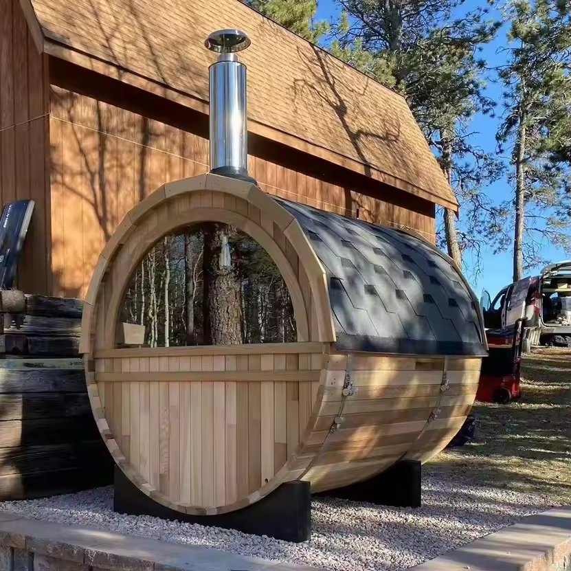 Quonset Hut Customizable Plywood Barrel Sauna Rooms Round-shape EPS Sandwich Panel Traditional Steam Outdoor Sauna Prefab House