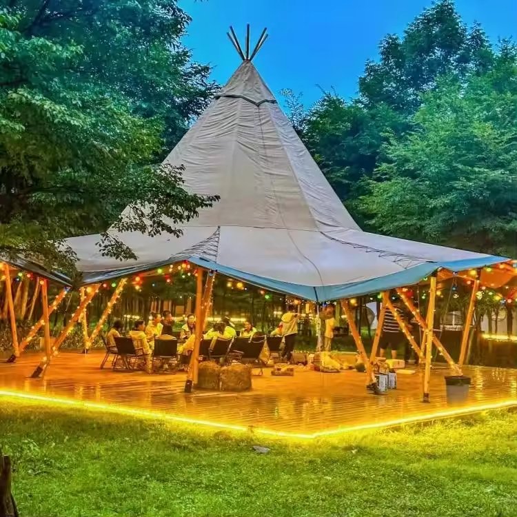 8m 10m 12m 15m Lowest Price Outdoor Heavy Duty Indian Tipi Tents Waterproof Teepee Tensile Yurt for Wedding Party Tents - Image 5