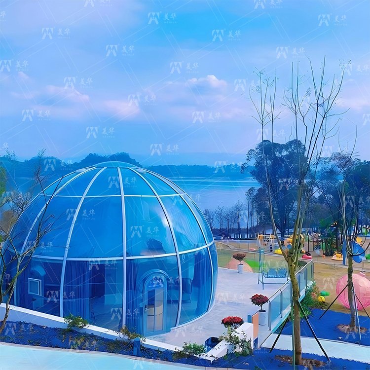 2-7M Single or Double Layer Starry Sky Transparent Dome Tent Geodesic Igloo Customizable 360 Degrees Prefabricated Polycarbonate Star Bubble House PC Dome House - Image 6