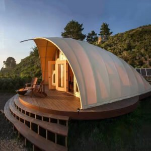 Customizable Shell-shaped Prefabricated House Pupa Shape Glamping Pod for Hotel Membrane Structurel Safari Camping Tents