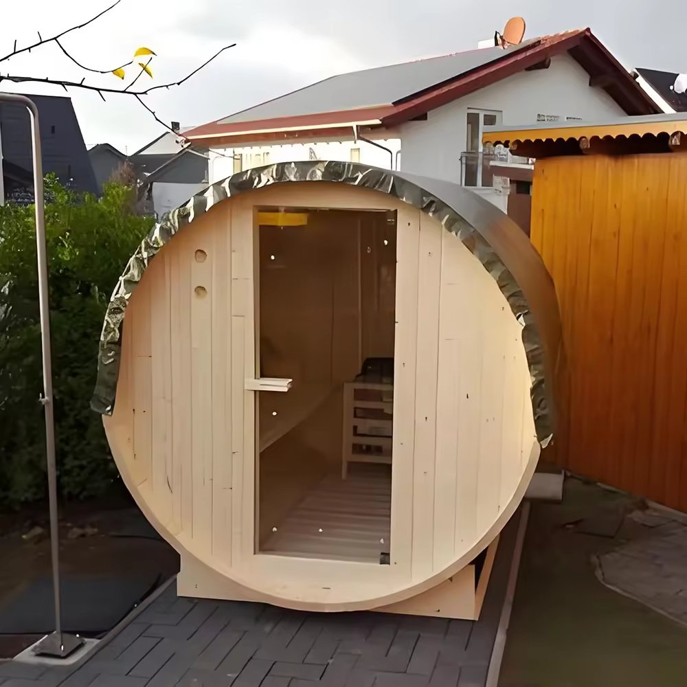Quonset Hut Customizable Plywood Barrel Sauna Rooms Round-shape EPS Sandwich Panel Traditional Steam Outdoor Sauna Prefab House - Image 5