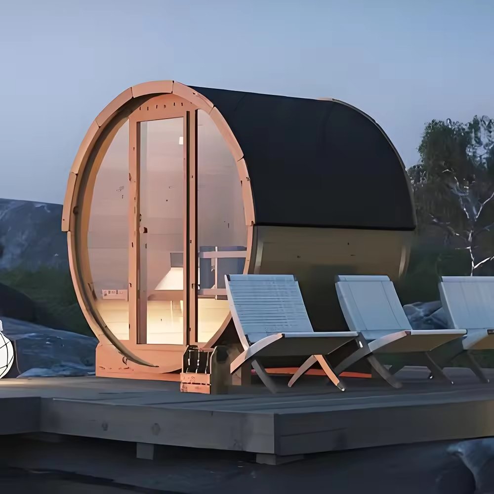 Quonset Hut Customizable Plywood Barrel Sauna Rooms Round-shape EPS Sandwich Panel Traditional Steam Outdoor Sauna Prefab House - Image 6