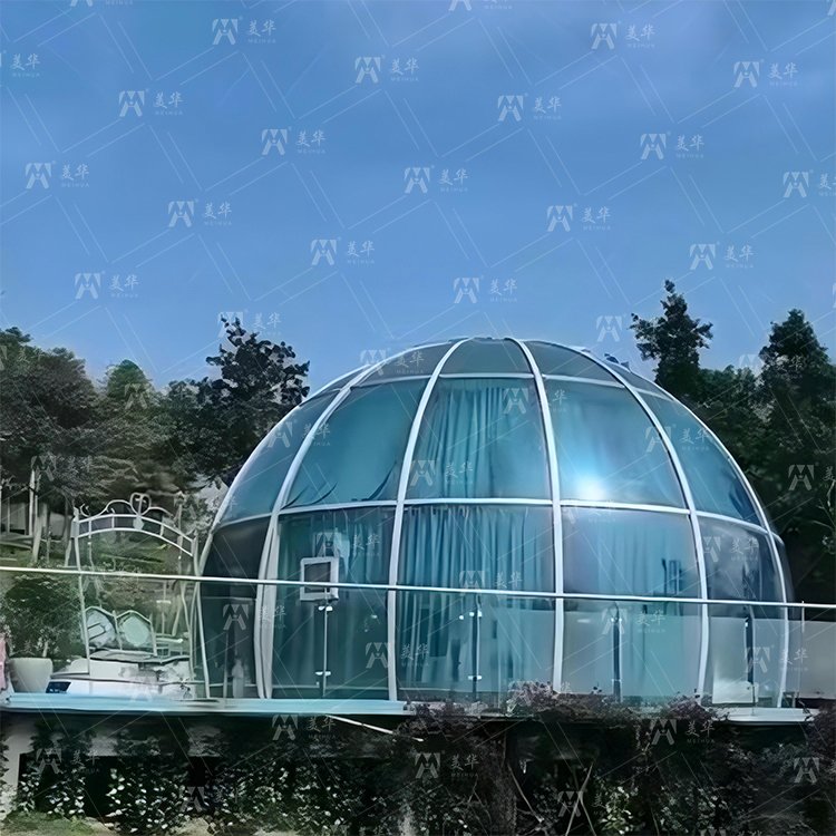 2-7M Single or Double Layer Starry Sky Transparent Dome Tent Geodesic Igloo Customizable 360 Degrees Prefabricated Polycarbonate Star Bubble House PC Dome House