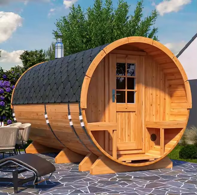 Quonset Hut Customizable Plywood Barrel Sauna Rooms Round-shape EPS Sandwich Panel Traditional Steam Outdoor Sauna Prefab House - Image 8