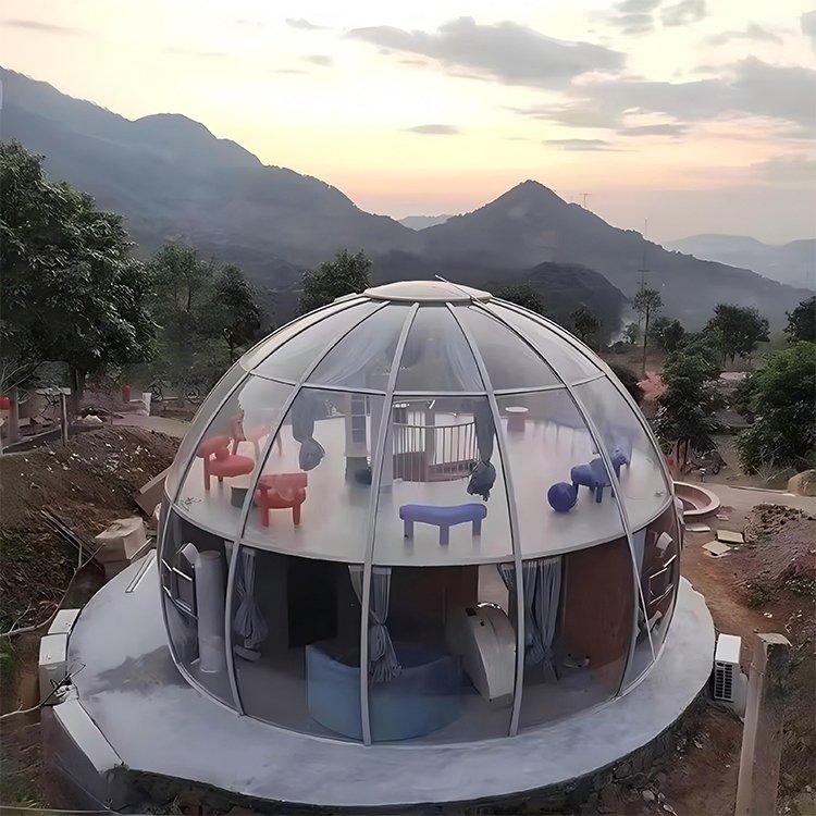 2-7M Single or Double Layer Starry Sky Transparent Dome Tent Geodesic Igloo Customizable 360 Degrees Prefabricated Polycarbonate Star Bubble House PC Dome House - Image 7