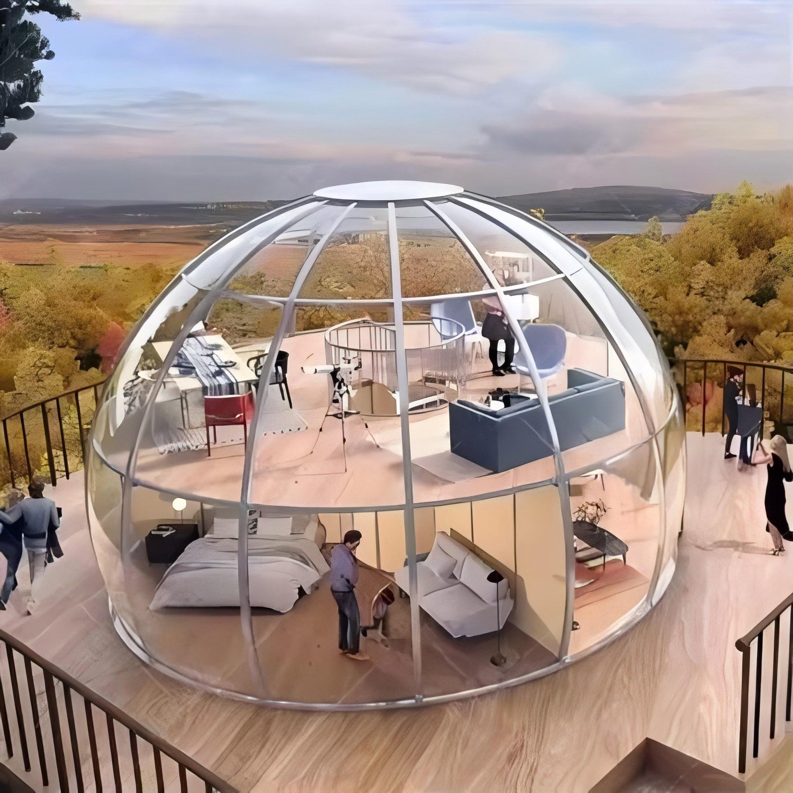 2-7M Single or Double Layer Starry Sky Transparent Dome Tent Geodesic Igloo Customizable 360 Degrees Prefabricated Polycarbonate Star Bubble House PC Dome House - Image 3