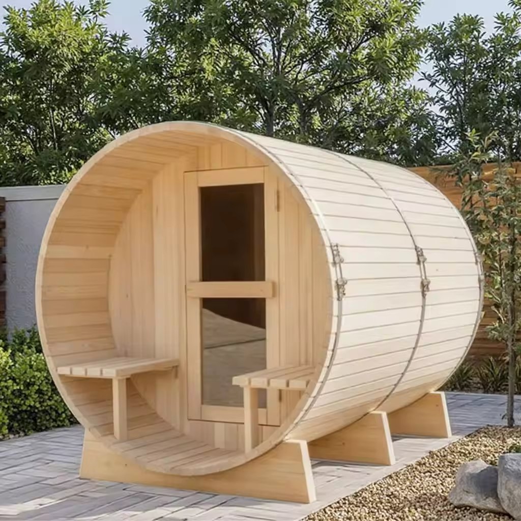 Quonset Hut Customizable Plywood Barrel Sauna Rooms Round-shape EPS Sandwich Panel Traditional Steam Outdoor Sauna Prefab House - Image 3