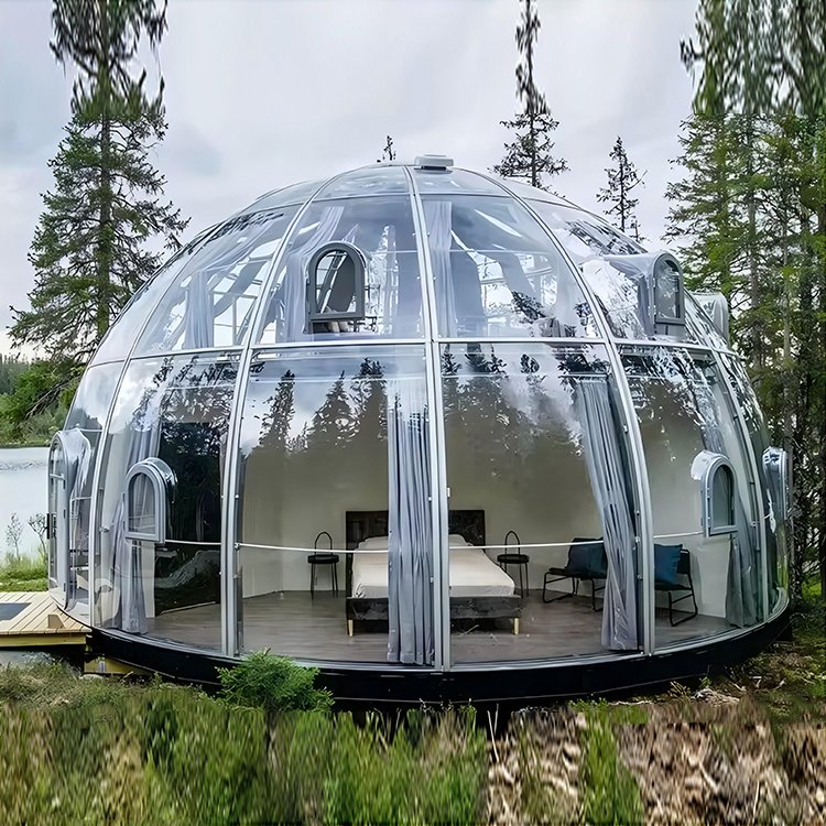 2-7M Single or Double Layer Starry Sky Transparent Dome Tent Geodesic Igloo Customizable 360 Degrees Prefabricated Polycarbonate Star Bubble House PC Dome House - Image 8