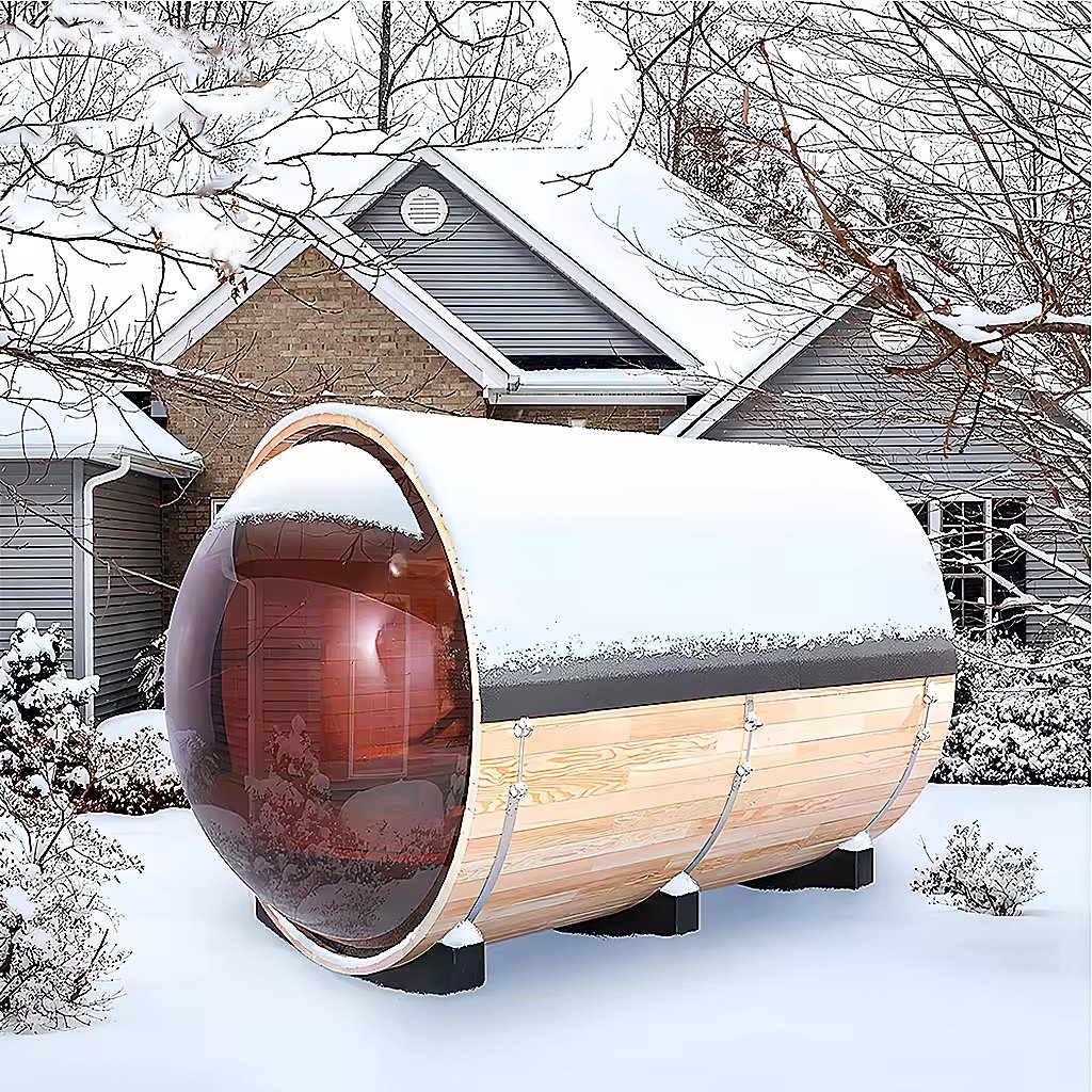 Quonset Hut Customizable Plywood Barrel Sauna Rooms Round-shape EPS Sandwich Panel Traditional Steam Outdoor Sauna Prefab House - Image 13