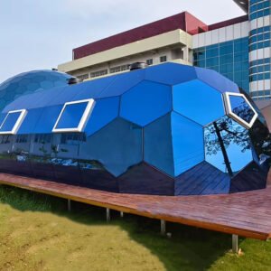 High Quality Outdoor Oval Shaped Big Honeycomb Glass Dome Tent Double Layer Tempered Glass for Aluminum Capsule Tents