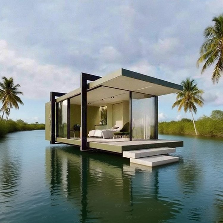 Customized Prefabricated Container House with Mirror Surface Tempered Glass Arched-shaped Luxury Villas for Hotels Prefab Houses