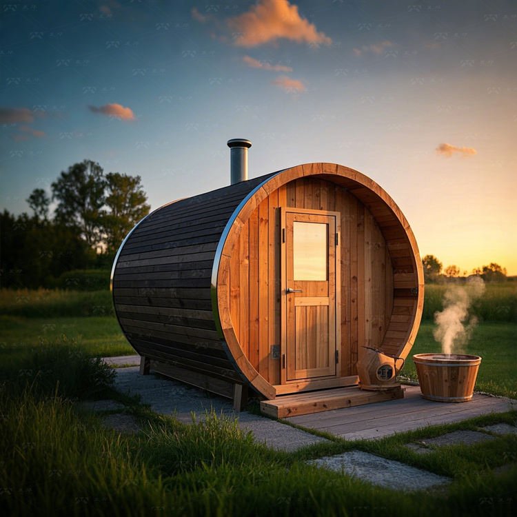 Quonset Hut Customizable Plywood Barrel Sauna Rooms Round-shape EPS Sandwich Panel Traditional Steam Outdoor Sauna Prefab House - Image 11