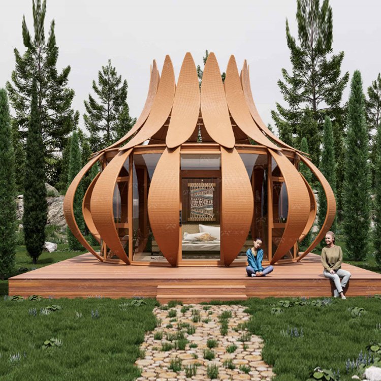 Prefabricated House Single Layer with Blossom Modular Glass-wrapped Magnolia Flower-shaped Luxury Villas for Hotels Prefab House - Image 3
