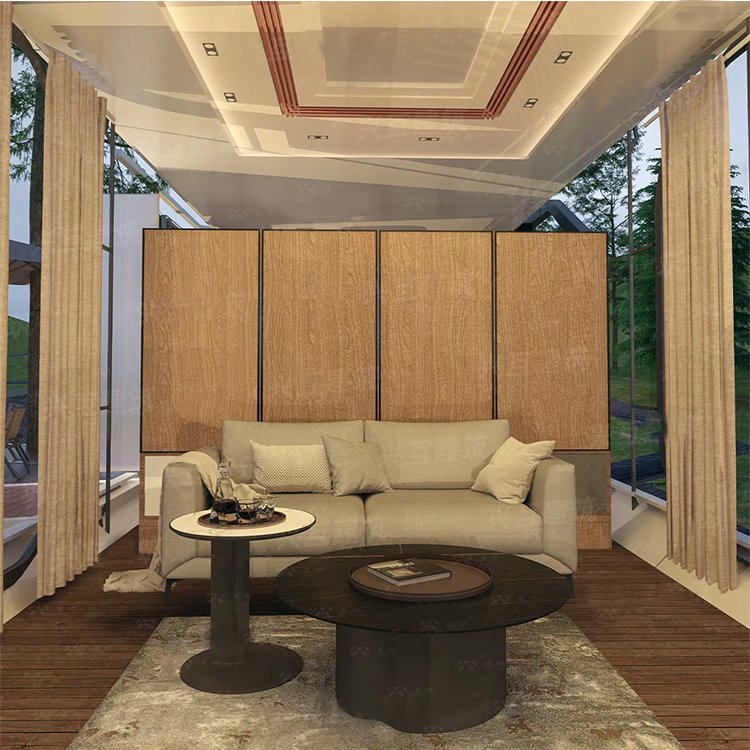 Customized Prefabricated Container House with Mirror Surface Tempered Glass Arched-shaped Luxury Villas for Hotels Prefab Houses - Image 7