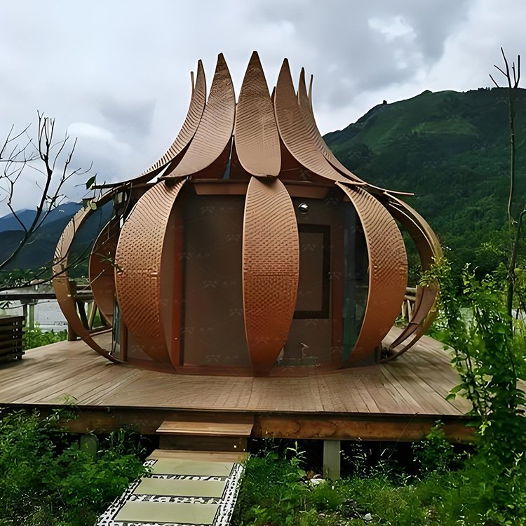 Prefabricated House Single Layer with Blossom Modular Glass-wrapped Magnolia Flower-shaped Luxury Villas for Hotels Prefab House - Image 8