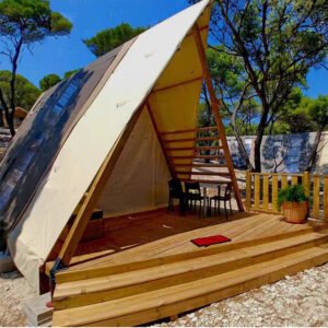 Customized Outdoor Triangular-shaped Tent Waterproof A-frame Entry Duplex Glamping Countryside Style for Safari Camping Tents