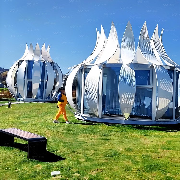 Prefabricated House Single Layer with Blossom Modular Glass-wrapped Magnolia Flower-shaped Luxury Villas for Hotels Prefab House - Image 9