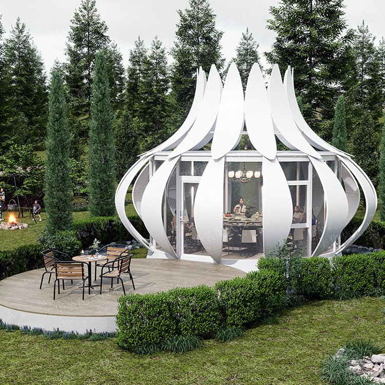 Prefabricated House Single Layer with Blossom Modular Glass-wrapped Magnolia Flower-shaped Luxury Villas for Hotels Prefab House - Image 5