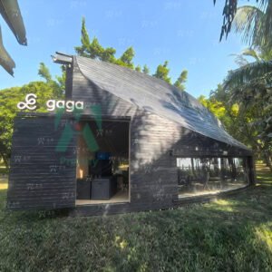 Prefabricated Container House Carbonized Wooden Gaga Ship-shaped Coffee Cabin for Hotels Prefab Houses